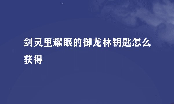 剑灵里耀眼的御龙林钥匙怎么获得