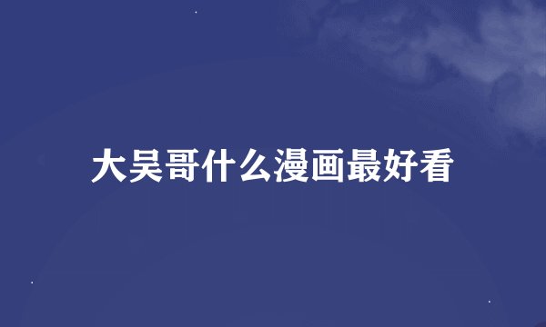 大吴哥什么漫画最好看