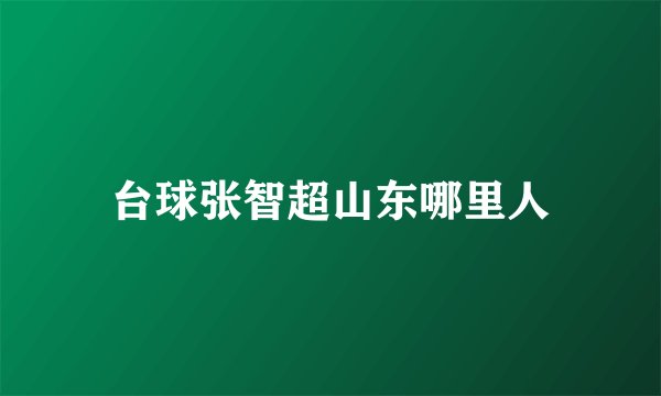台球张智超山东哪里人