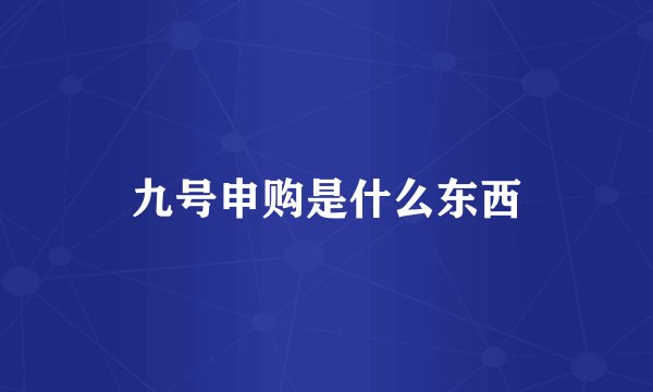 九号申购是什么东西