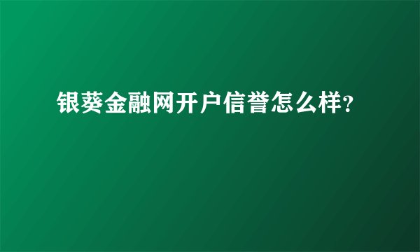 银葵金融网开户信誉怎么样？