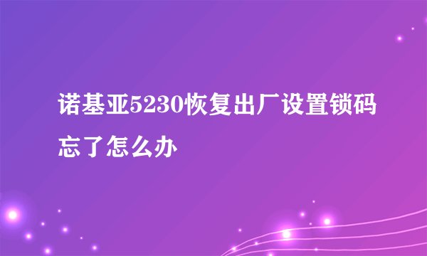 诺基亚5230恢复出厂设置锁码忘了怎么办