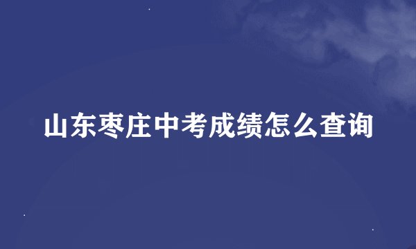 山东枣庄中考成绩怎么查询