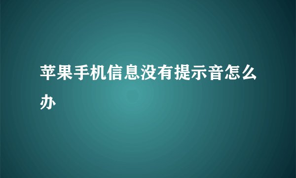 苹果手机信息没有提示音怎么办