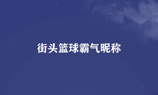 街头篮球霸气昵称