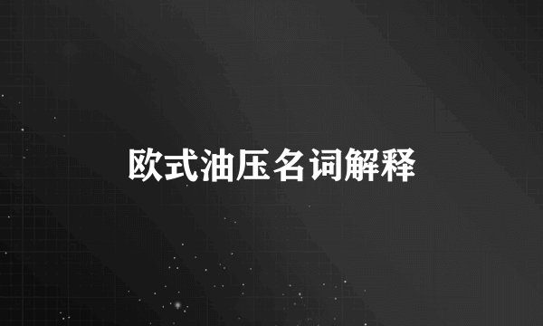 欧式油压名词解释