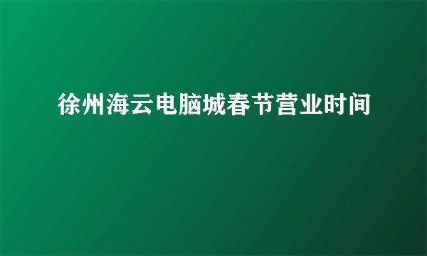 徐州海云电脑城春节营业时间