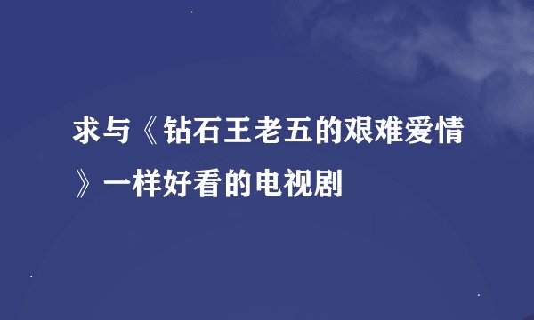 求与《钻石王老五的艰难爱情》一样好看的电视剧