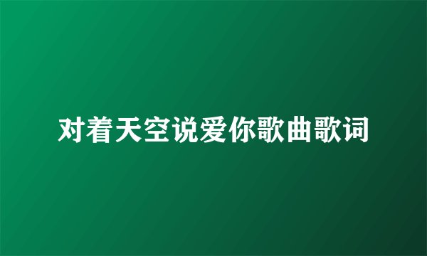 对着天空说爱你歌曲歌词