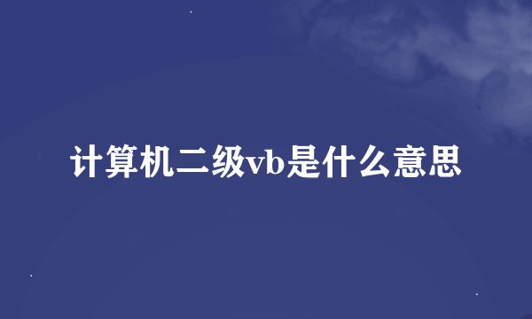 计算机二级vb是什么意思