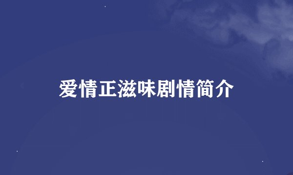 爱情正滋味剧情简介