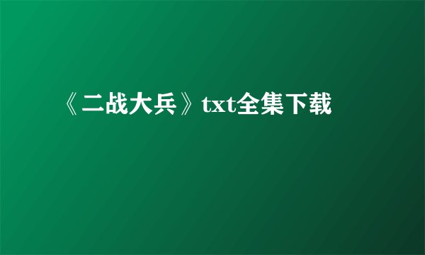 《二战大兵》txt全集下载