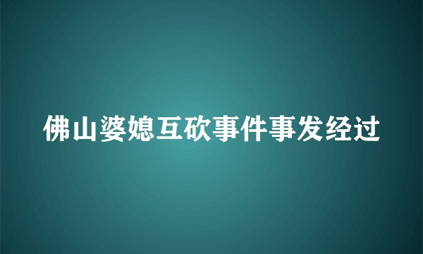 佛山婆媳互砍事件事发经过