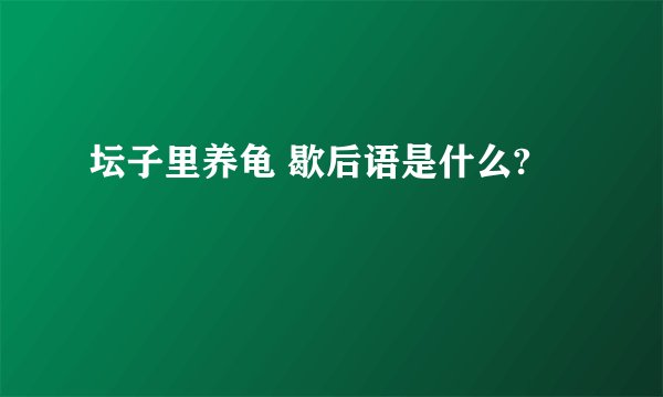 坛子里养龟 歇后语是什么?
