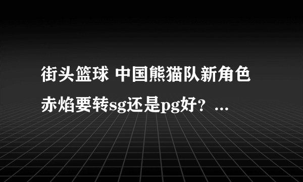 街头篮球 中国熊猫队新角色赤焰要转sg还是pg好？说一下理由！