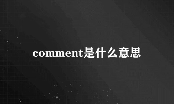 comment是什么意思