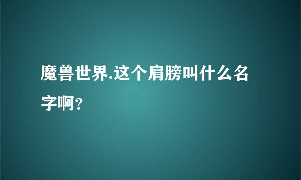 魔兽世界.这个肩膀叫什么名字啊？