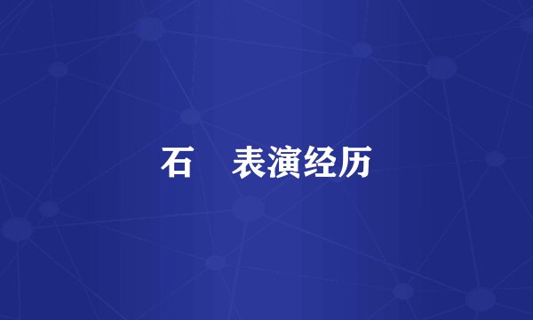 石峯表演经历