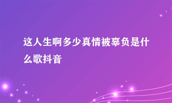 这人生啊多少真情被辜负是什么歌抖音