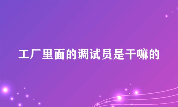 工厂里面的调试员是干嘛的