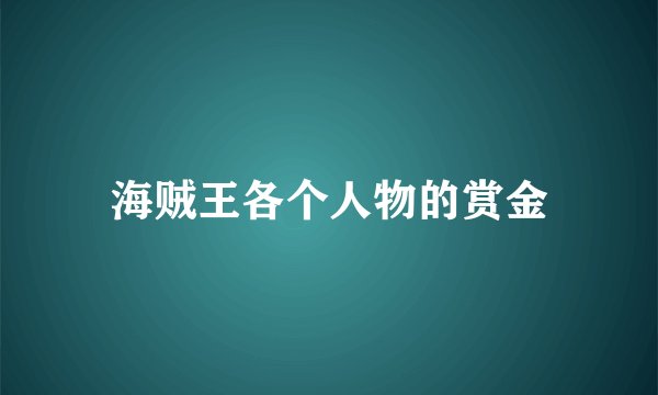 海贼王各个人物的赏金