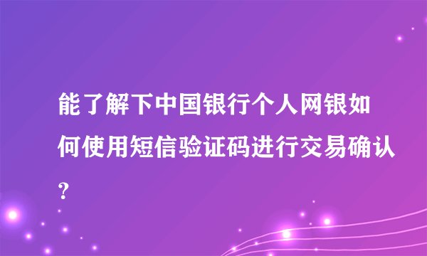 能了解下中国银行个人网银如何使用短信验证码进行交易确认？