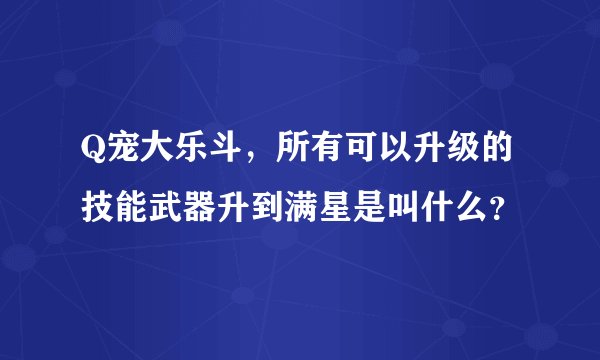 Q宠大乐斗,所有可以升级的技能武器升到满星是叫什么?