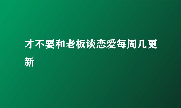 才不要和老板谈恋爱每周几更新