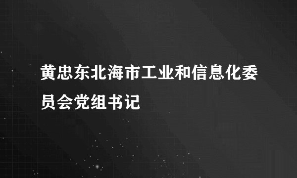 黄忠东北海市工业和信息化委员会党组书记