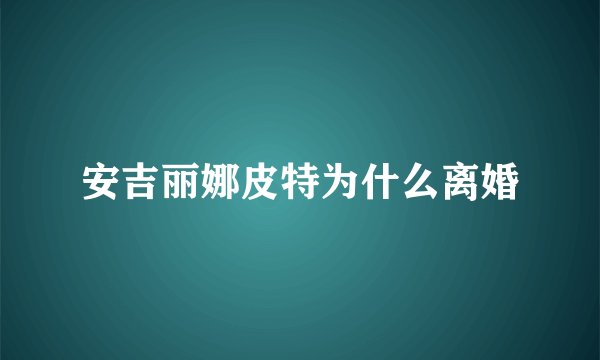 安吉丽娜皮特为什么离婚