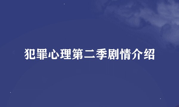 犯罪心理第二季剧情介绍