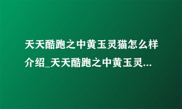天天酷跑之中黄玉灵猫怎么样介绍_天天酷跑之中黄玉灵猫怎么样是什么