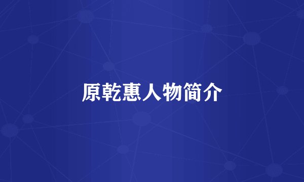 原乾惠人物简介
