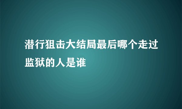 潜行狙击大结局最后哪个走过监狱的人是谁