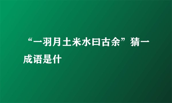 “一羽月土米水曰古余”猜一成语是什