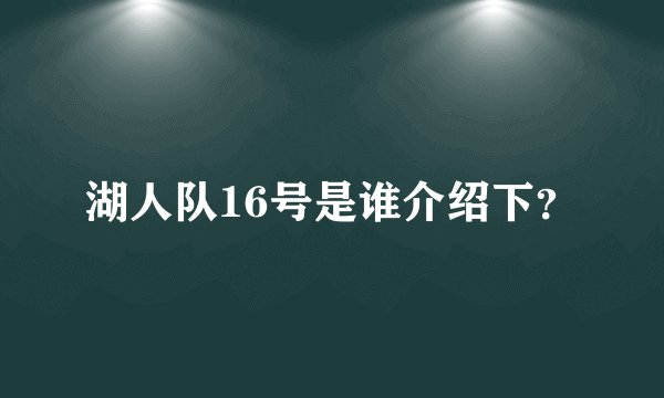 湖人队16号是谁介绍下？
