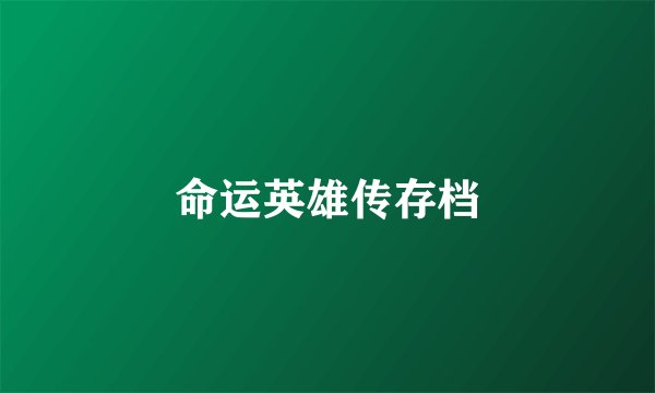 命运英雄传存档