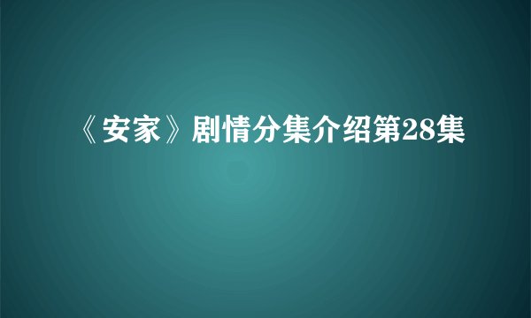 《安家》剧情分集介绍第28集