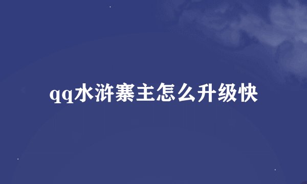 qq水浒寨主怎么升级快