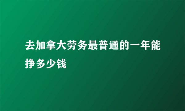 去加拿大劳务最普通的一年能挣多少钱
