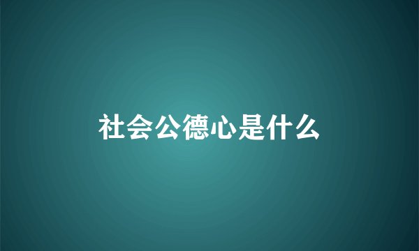 社会公德心是什么