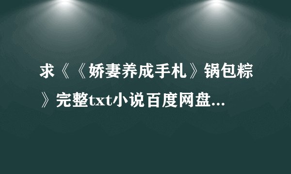 求《《娇妻养成手札》锅包粽》完整txt小说百度网盘下载链接