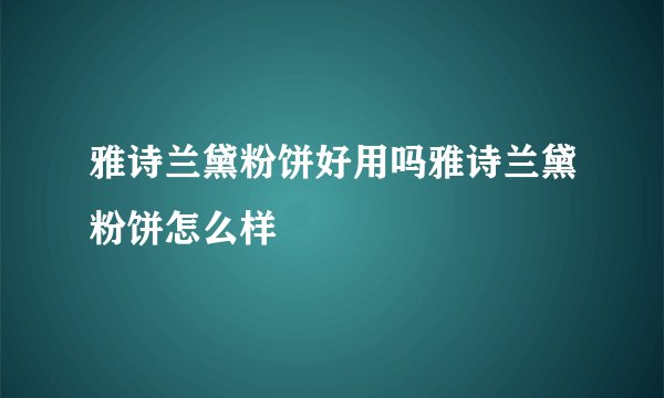 雅诗兰黛粉饼好用吗雅诗兰黛粉饼怎么样