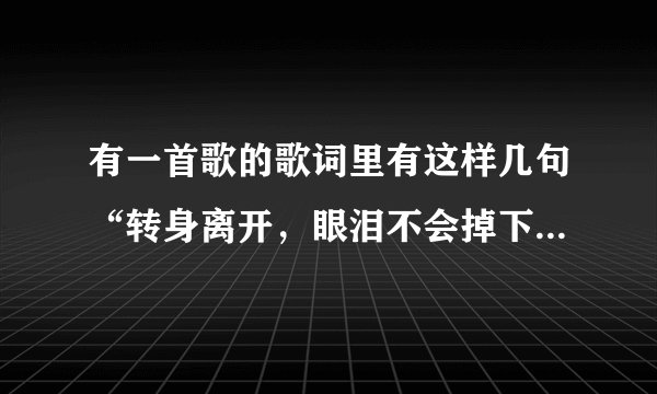 有一首歌的歌词里有这样几句“转身离开,眼泪不会掉下来,谁又会为了谁哭得醒不来”谁知道是什么歌,哪部