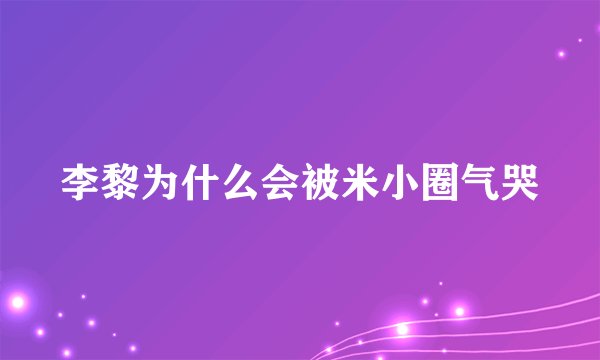 李黎为什么会被米小圈气哭