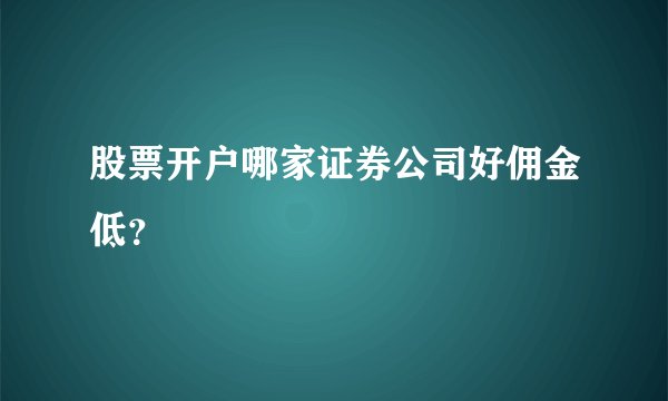 股票开户哪家证券公司好佣金低?