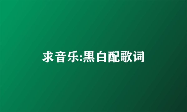 求音乐:黑白配歌词