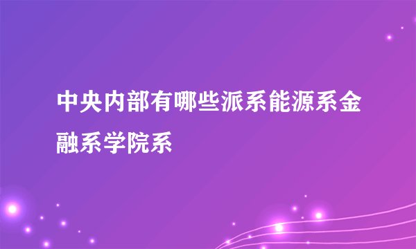 中央内部有哪些派系能源系金融系学院系