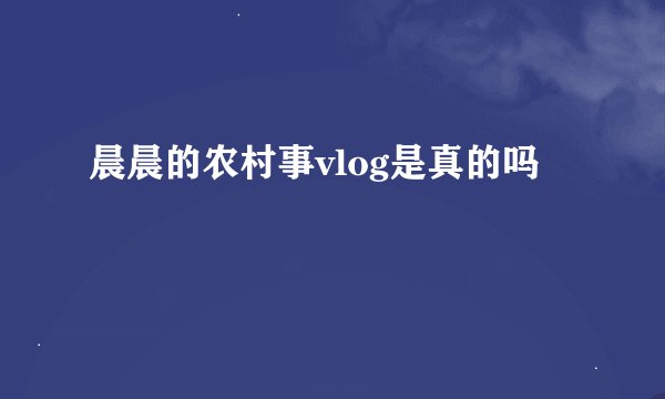 晨晨的农村事vlog是真的吗