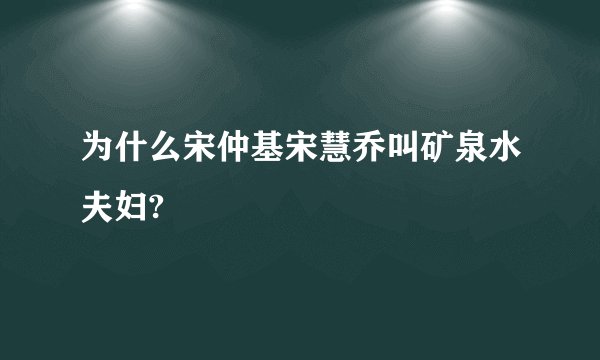 为什么宋仲基宋慧乔叫矿泉水夫妇?